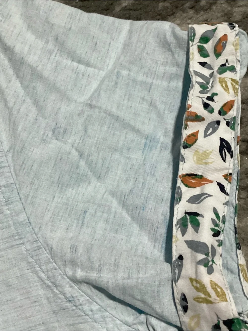 Denim & Flower Men’s Shirt, Short Sleeve Blue Ticking Stripe Cotton Blend Size S